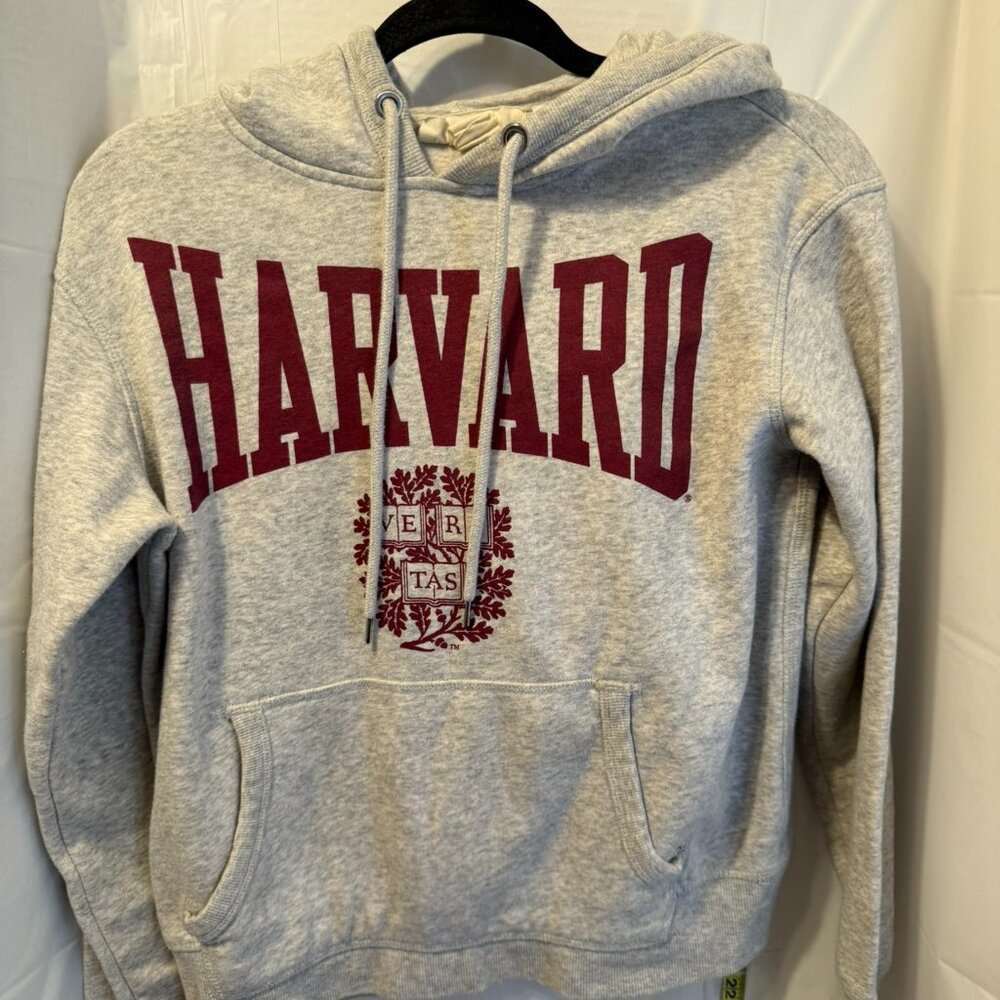 Harvard University Cropped Hoodie Gray L.O.G.G. H&M XS Collegiate Sweatshirt